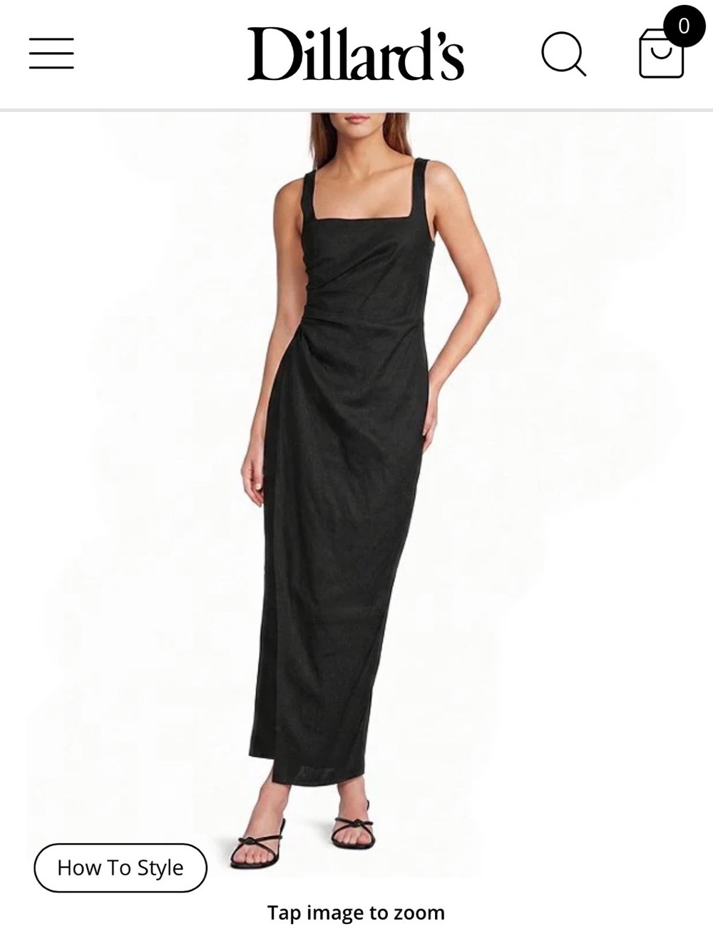 Antonio Melani Black Linen Square-Neck Maxi Dress -